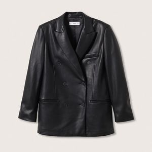 Faux-leather double-breasted blazer